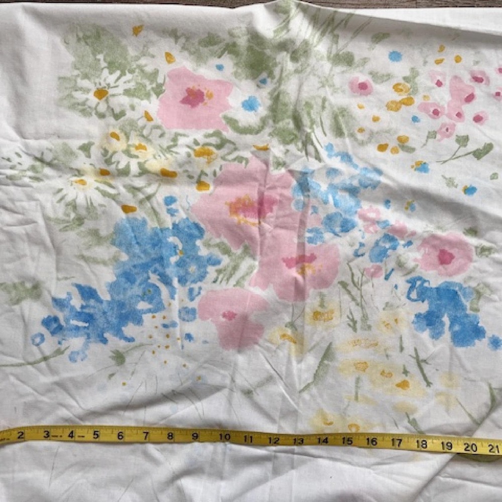 Vintage Full Size sheet Set watercolor Floral Sears Perma Prest - Picture 3 of 8